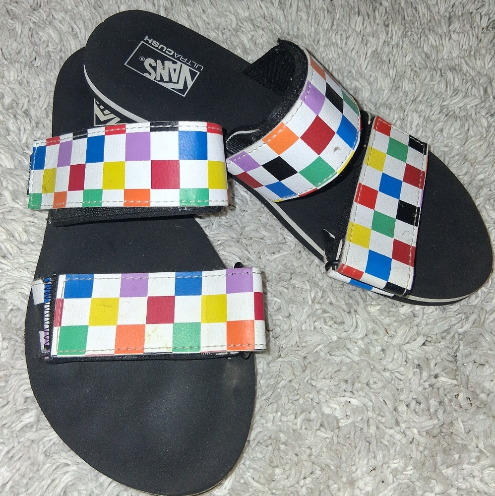 Vans Multicolor Checkered Slides